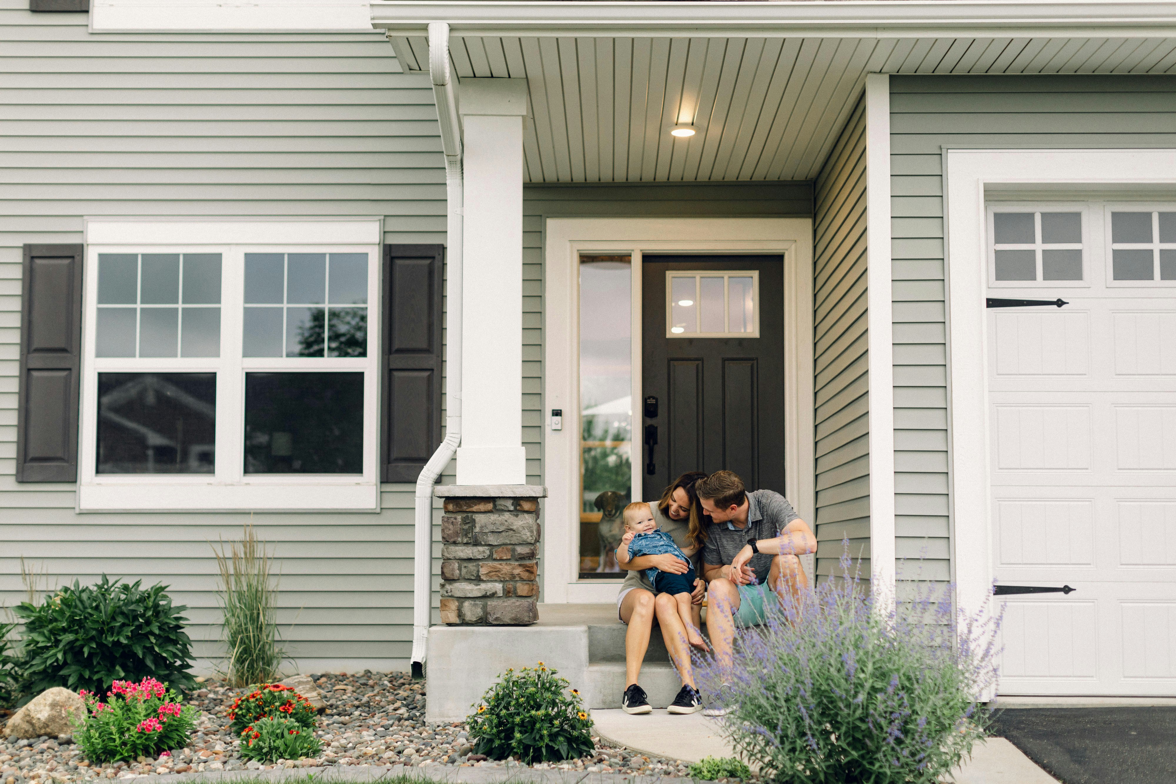 Family outside their home